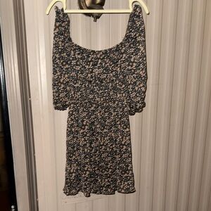 Trixxi Black and Gray Flutter Sleeve Mini Sundress